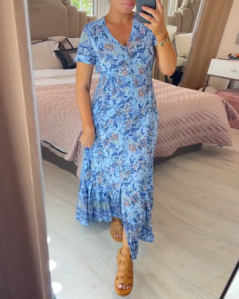Robe à imprimé floral avec décolleté en V
