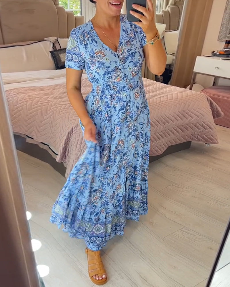 Robe à imprimé floral avec décolleté en V