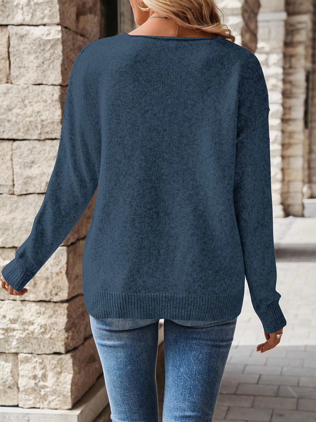 Fiona - Pull en V à Maille Fines et Raffinées