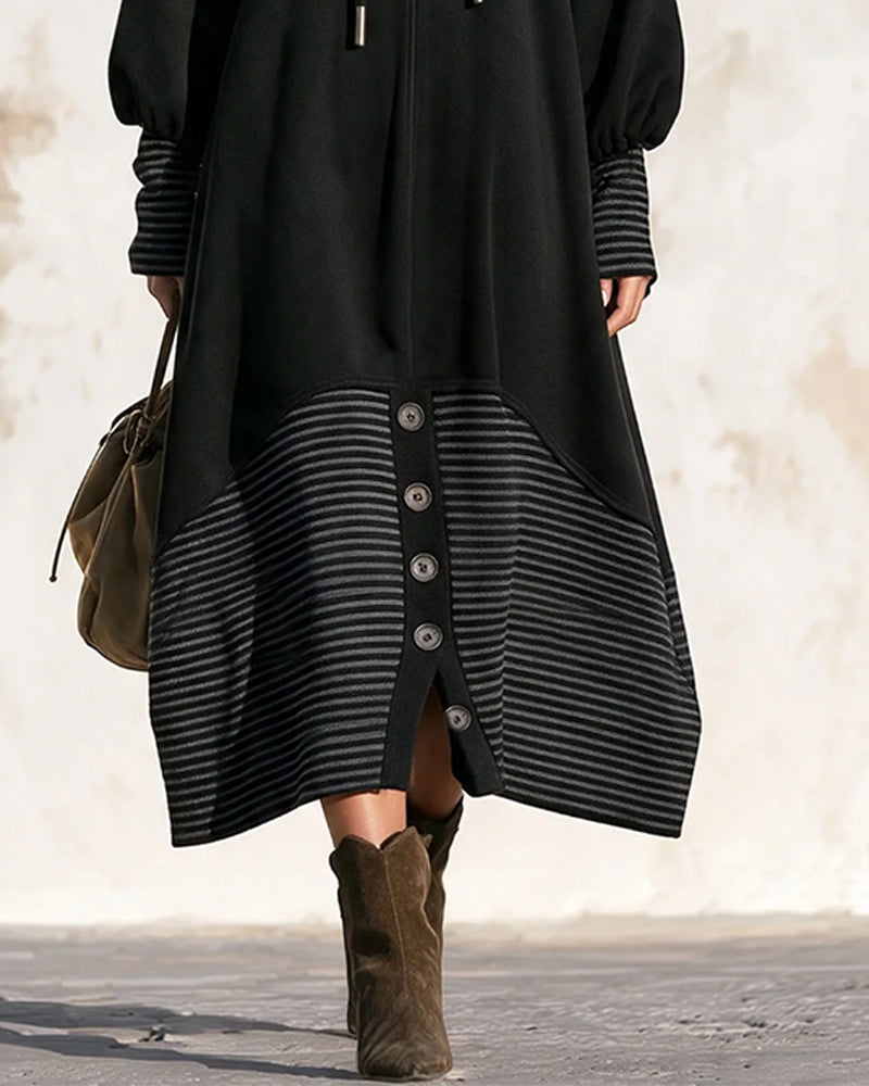 Robe à col roulé avec cordon et rayures