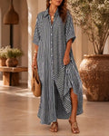 Robe Décontractée Rayée À Revers