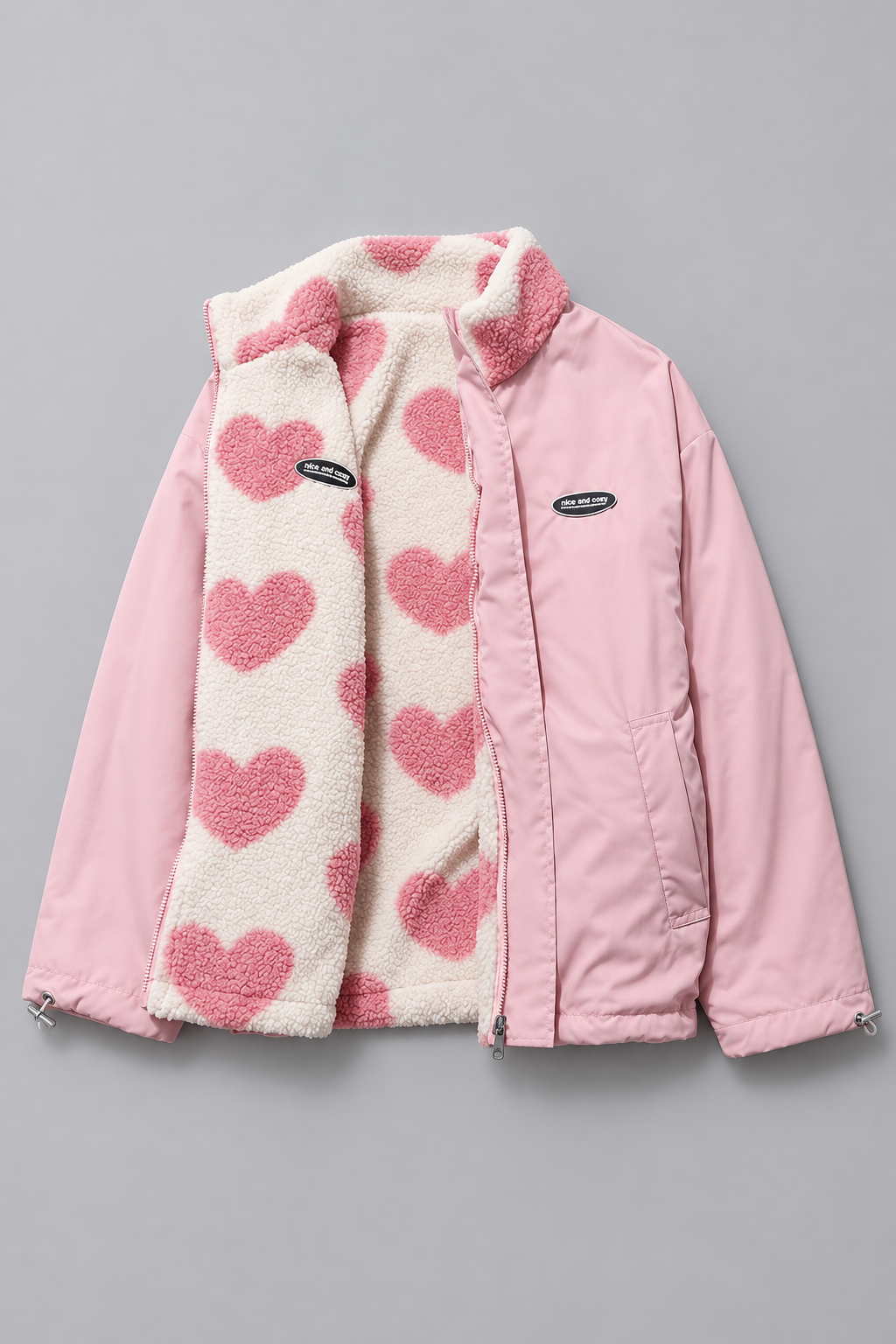 Veste réversible à motif cœur pour un style décontracté et confortable