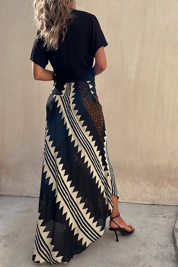 Jupe Maxi Rayée Taille Haute Femme