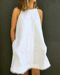 Robe Col Rond Sans Manches Unie Lâche