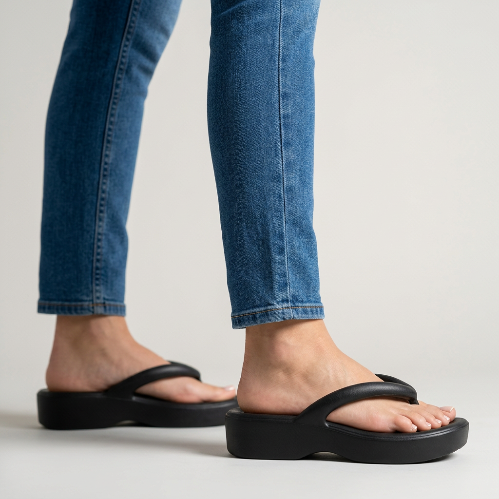 Etheal | Tongs confortables avec semelle compensée