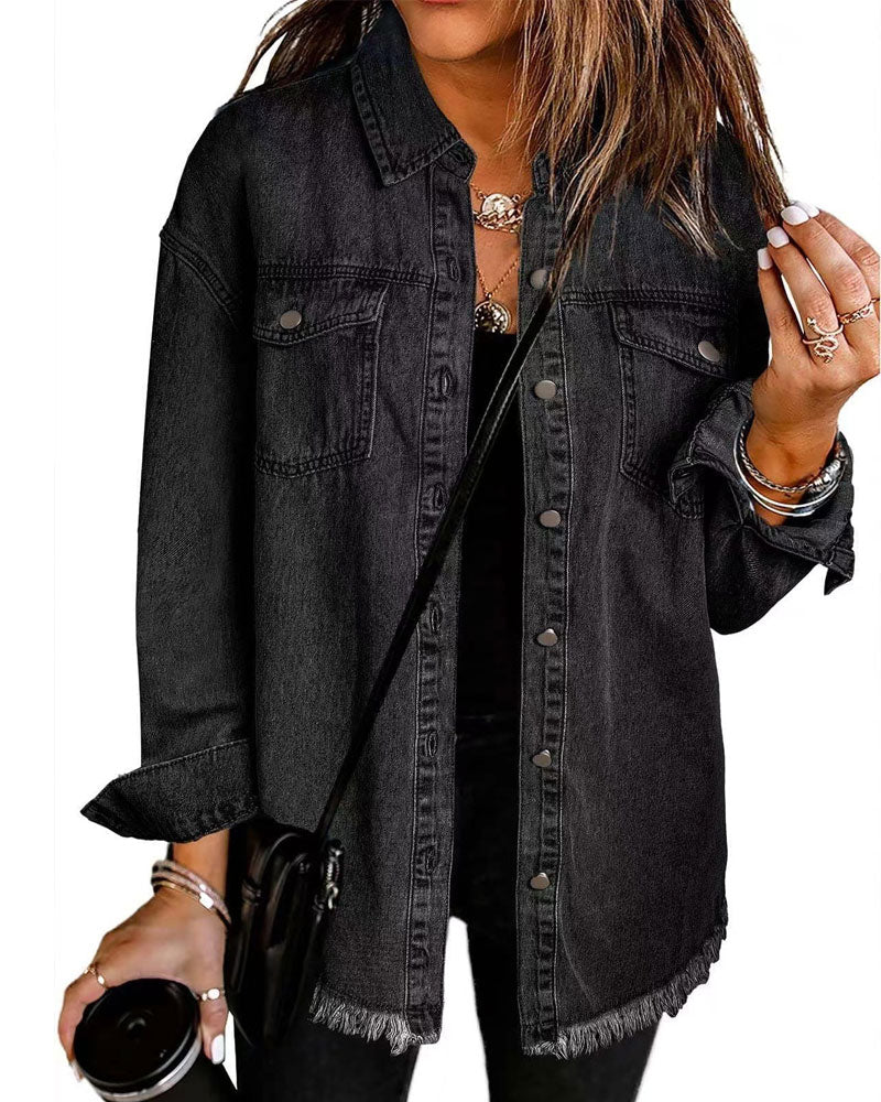 Chemise Lavée à Ourlet Effiloché
