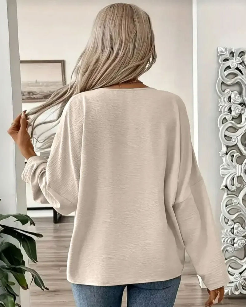 Blouse Unie Décontractée Manche Longue