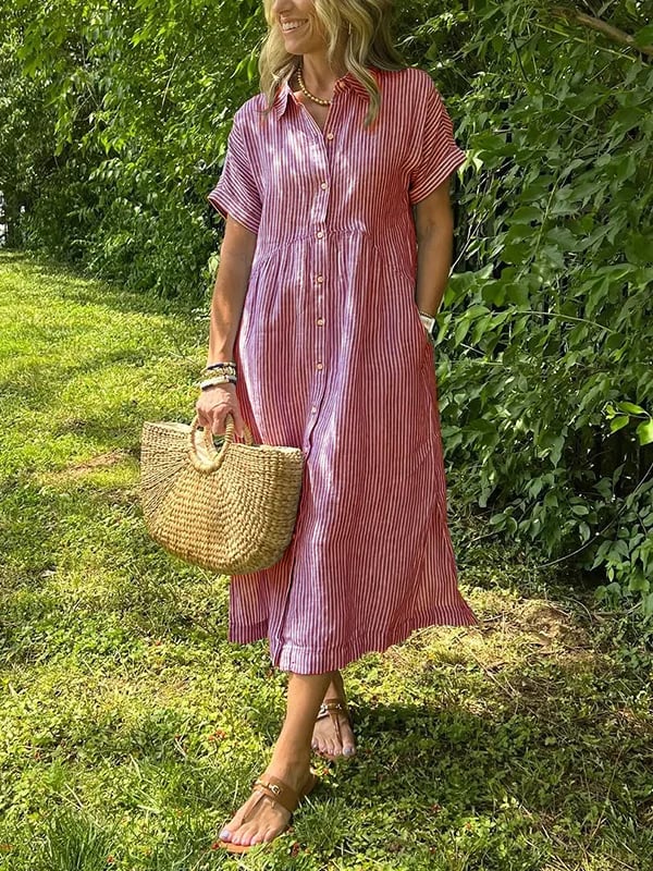 Gwen™ - Robe chemise rayée