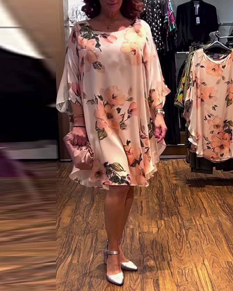 Robe à Manches Chauve-Souris Imprimée
