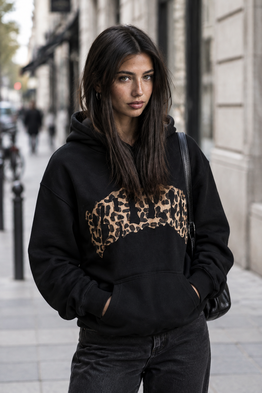 Hoodie Détail Léopard Doux
