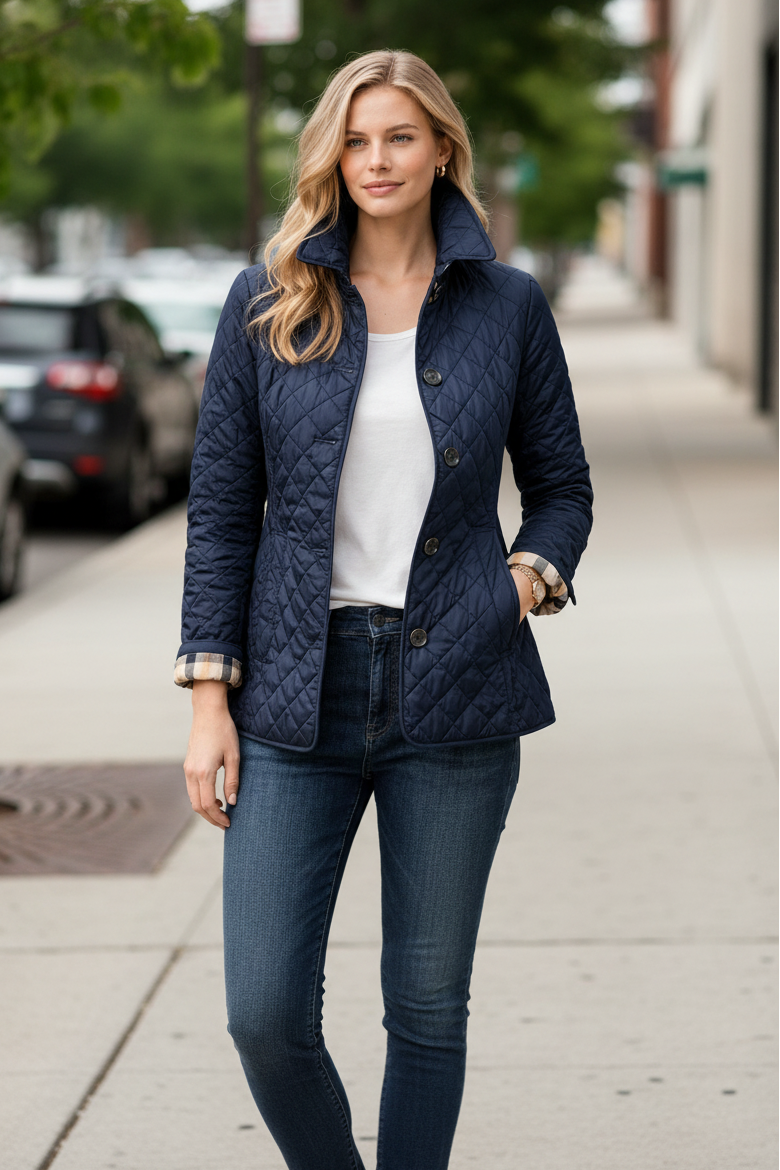 Parka à Col Boutonné Matelassé