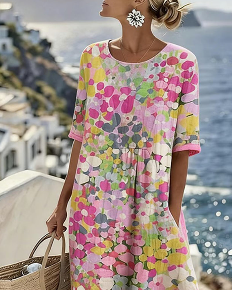 Xenjia | Robe midi décontractée avec imprimé floral coloré