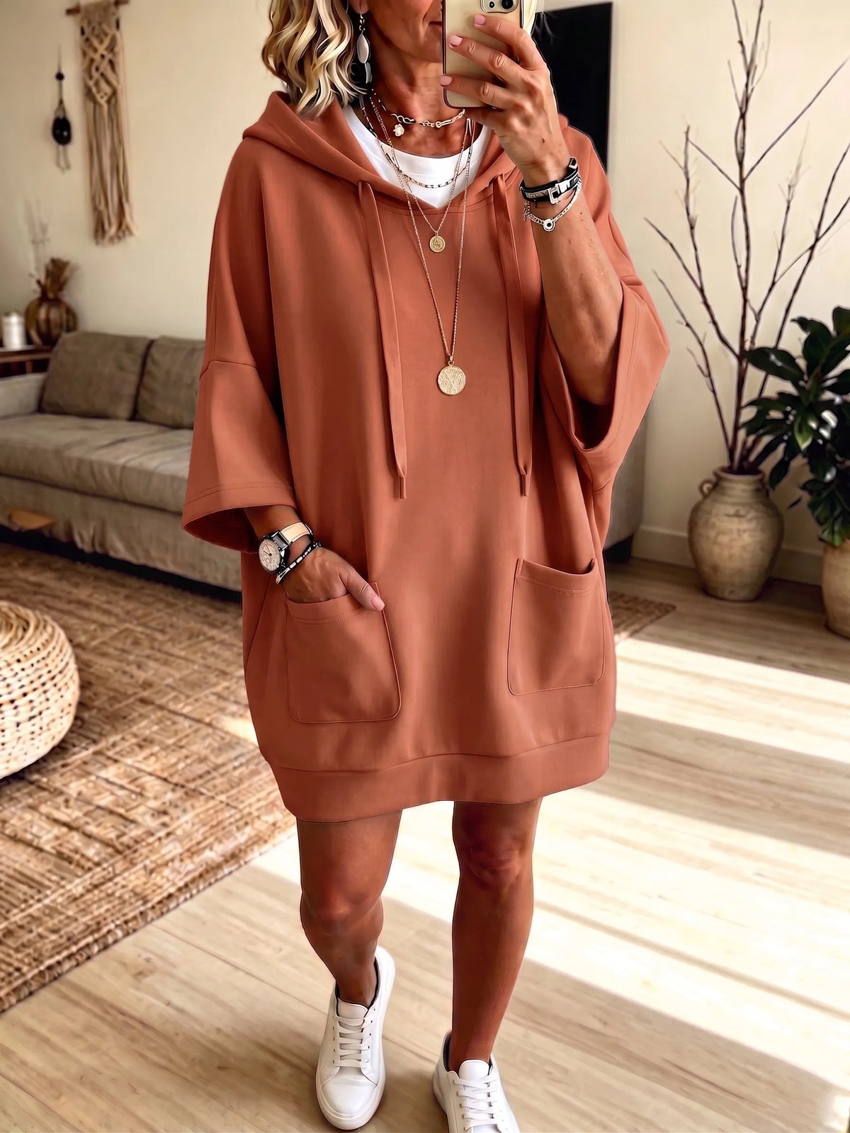 Zassy | Robe à capuche grande taille confortable avec poches appliquées