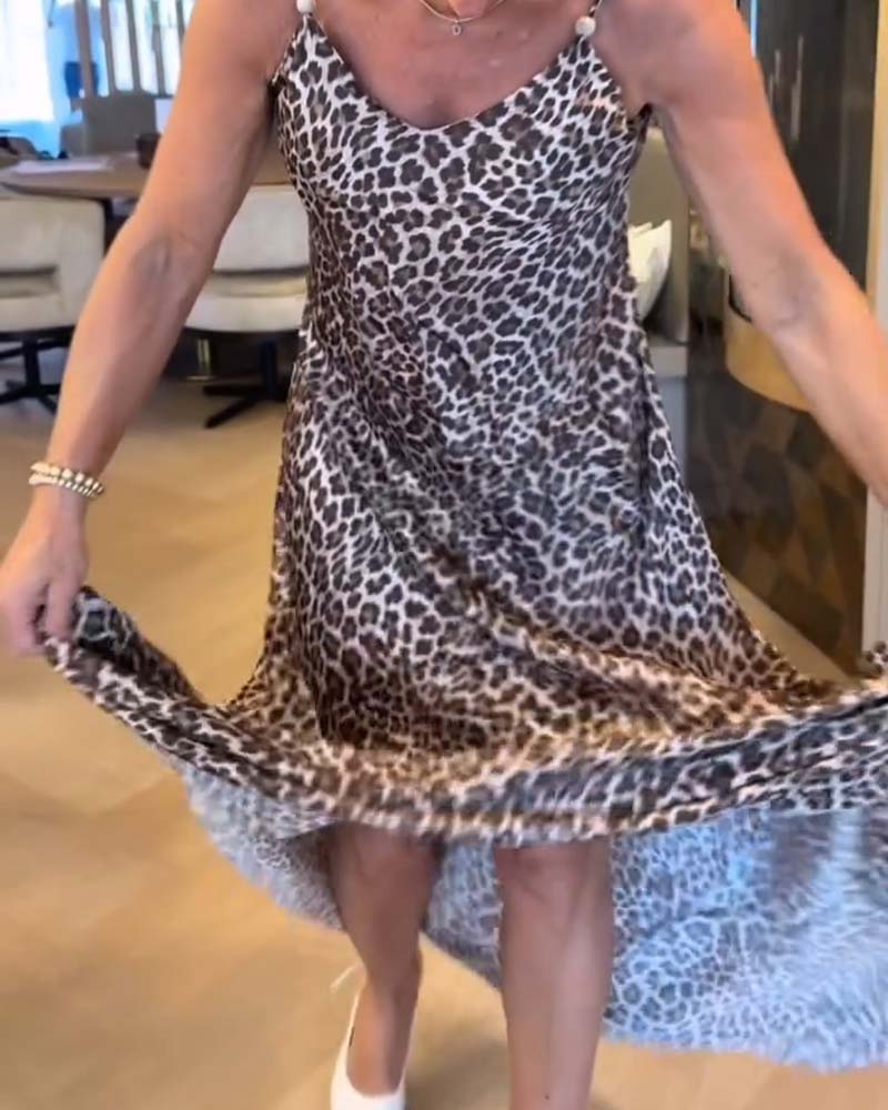 Robe Camisole Léopard Imprimé Décontractée