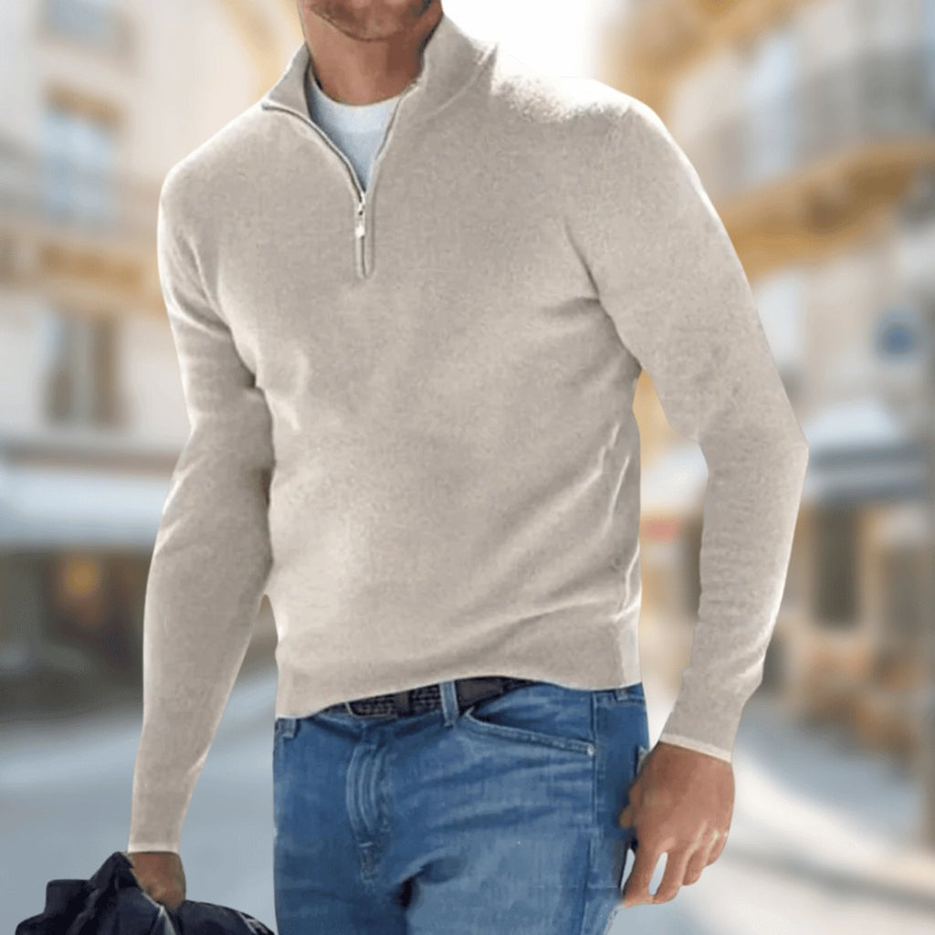 Jonas | Pull en Tricot Moderne avec Fermeture Éclair Quart