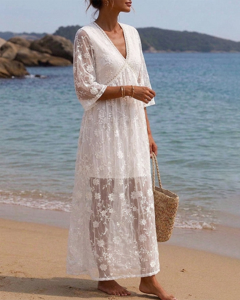 Robe Col V Taille Haute