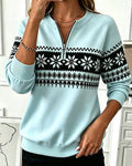 Sweat-Shirt Flocon De Neige Imprimé Demi-Zip