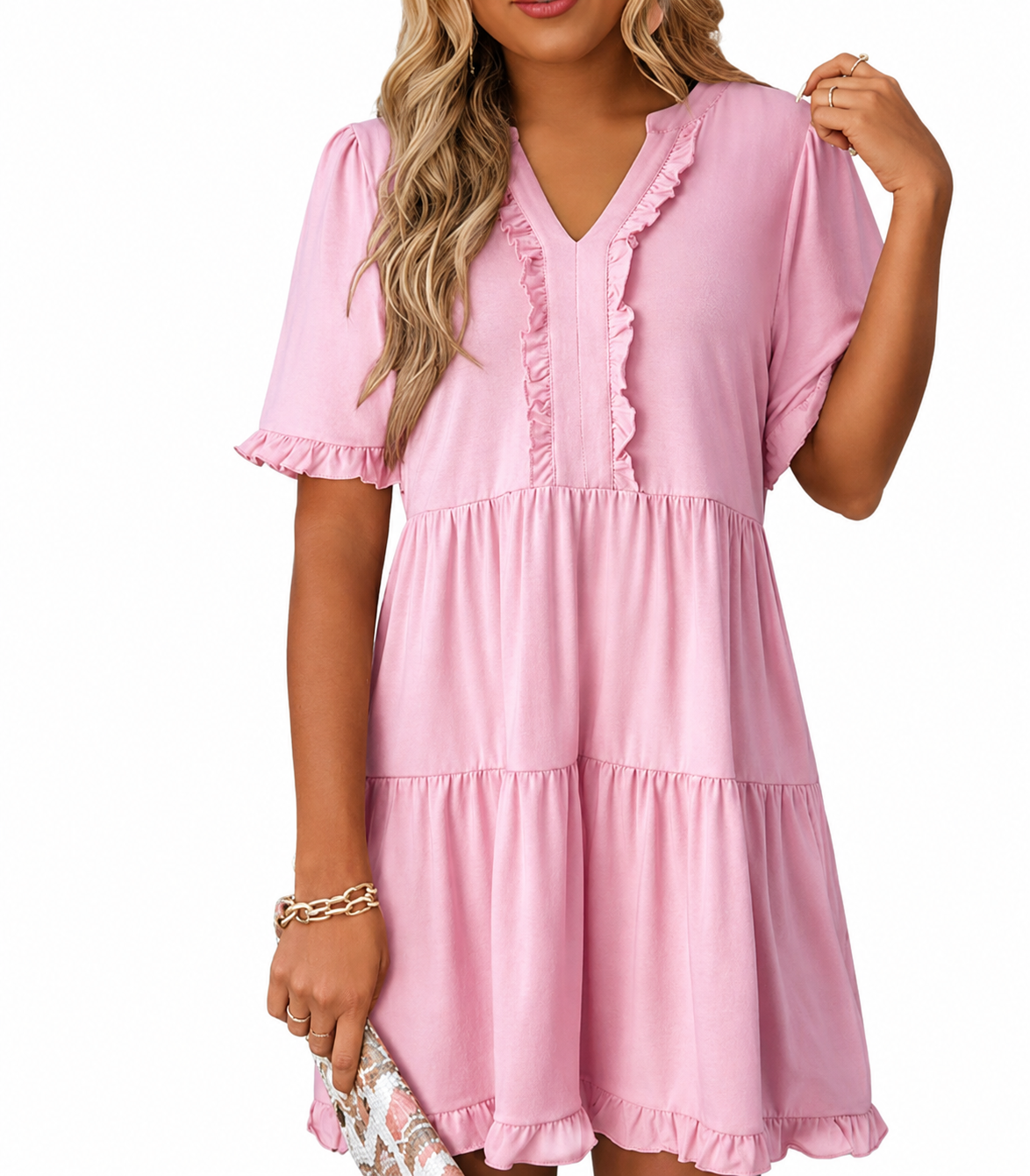 Beatrix | Robe féminine avec manches bouffantes et ourlet volanté