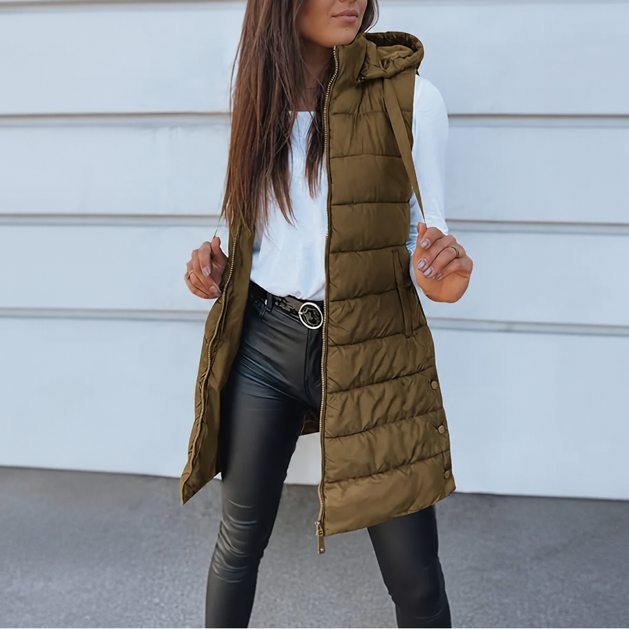 Amelie | Gilet Puffer Long Élégant et Polyvalent pour Femmes