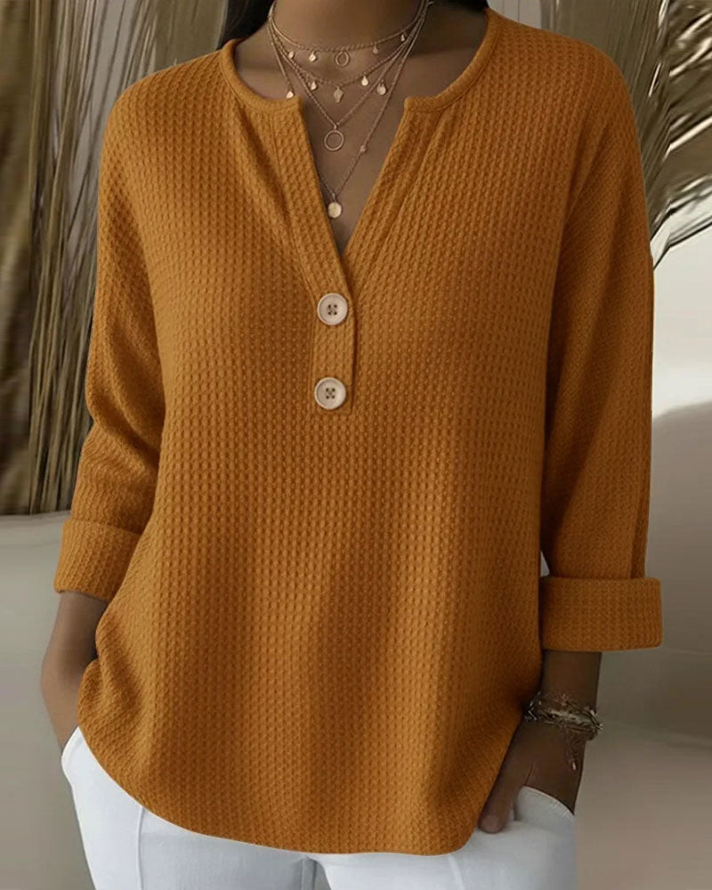 Haut Femme Waffle Col V