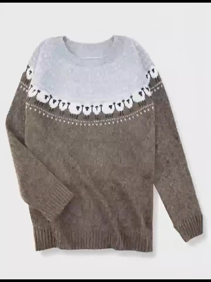 Hannah | Pull en grosse maille douillet avec motif Jacquard de mouton