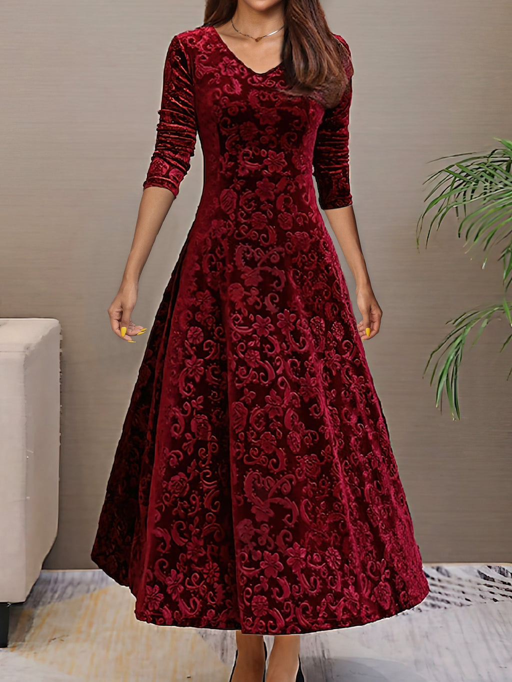 Nancy | Robe de fête en velours luxueux