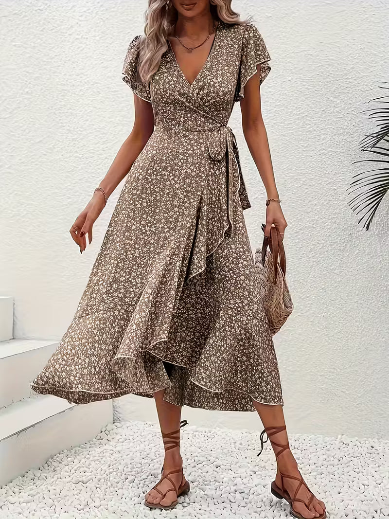Elara | Robe portefeuille fluide et évasée