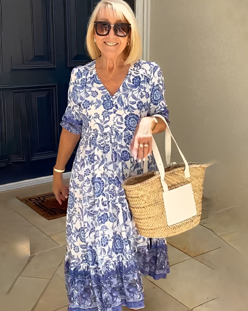 Tallis | Robe Fleurie V-Neck Élégante