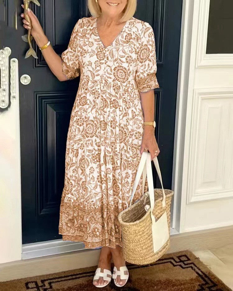 Tallis | Robe Fleurie V-Neck Élégante