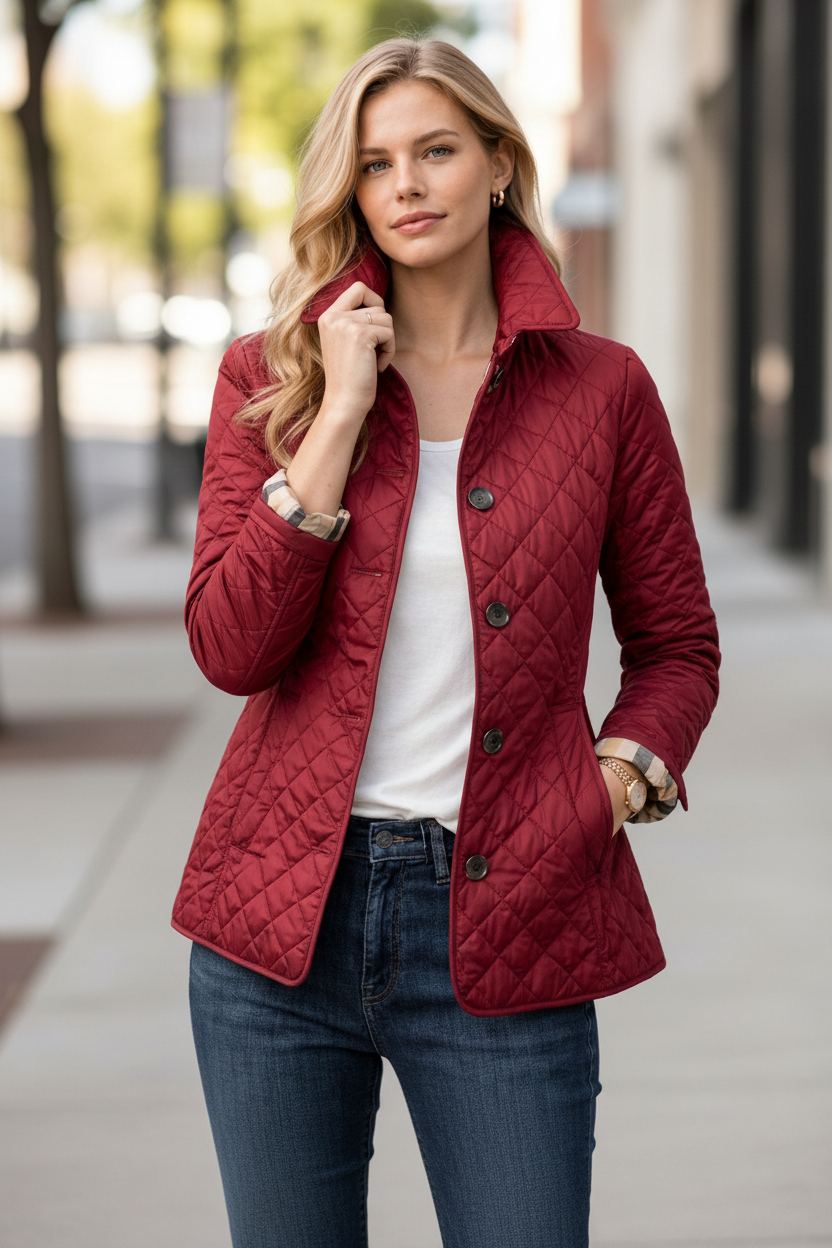 Parka à Col Boutonné Matelassé
