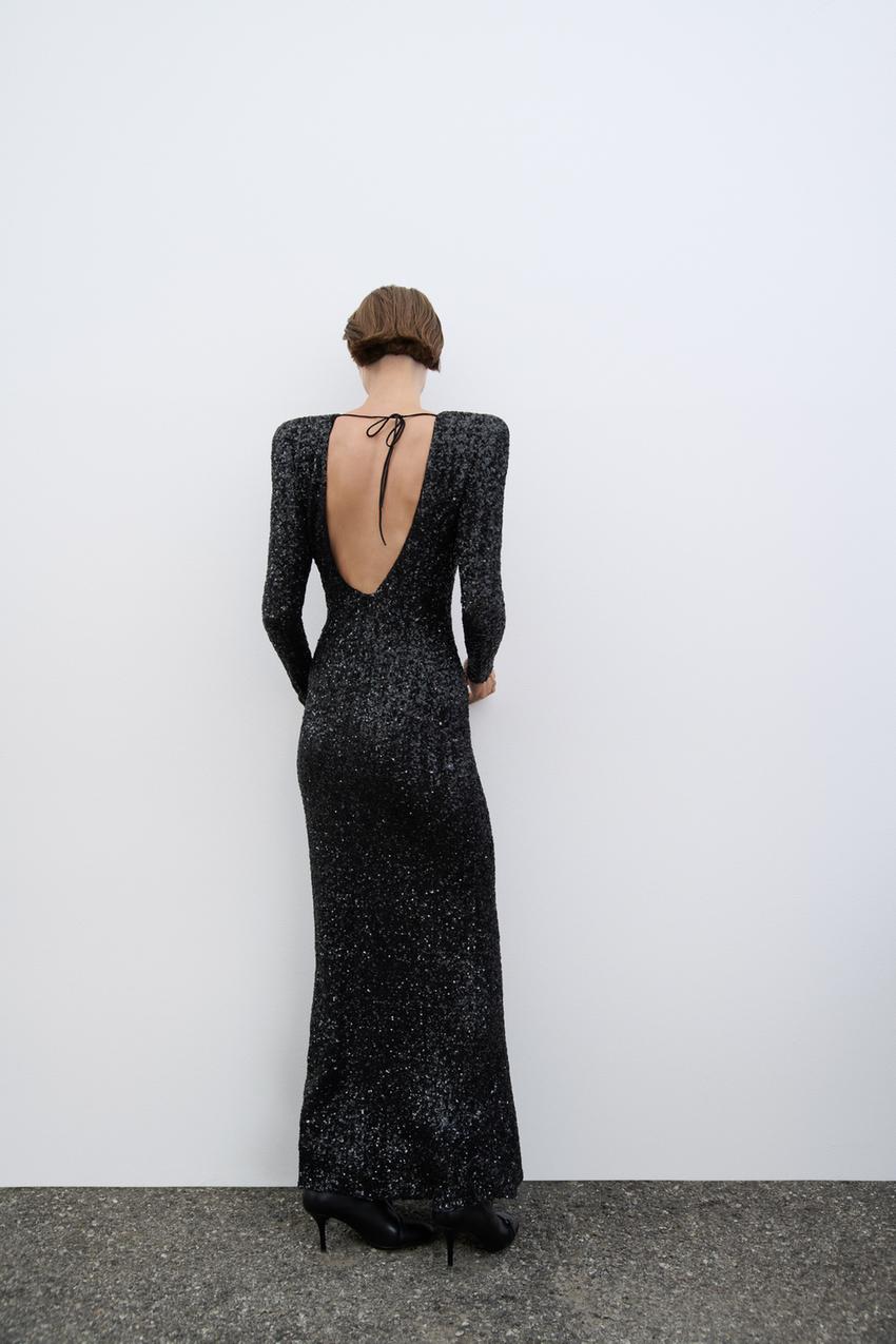 Robe Maxi Avec Dos Ouvert Et Détails À Paillettes Pour Femme | Idéale Pour Les Galas Et Soirées