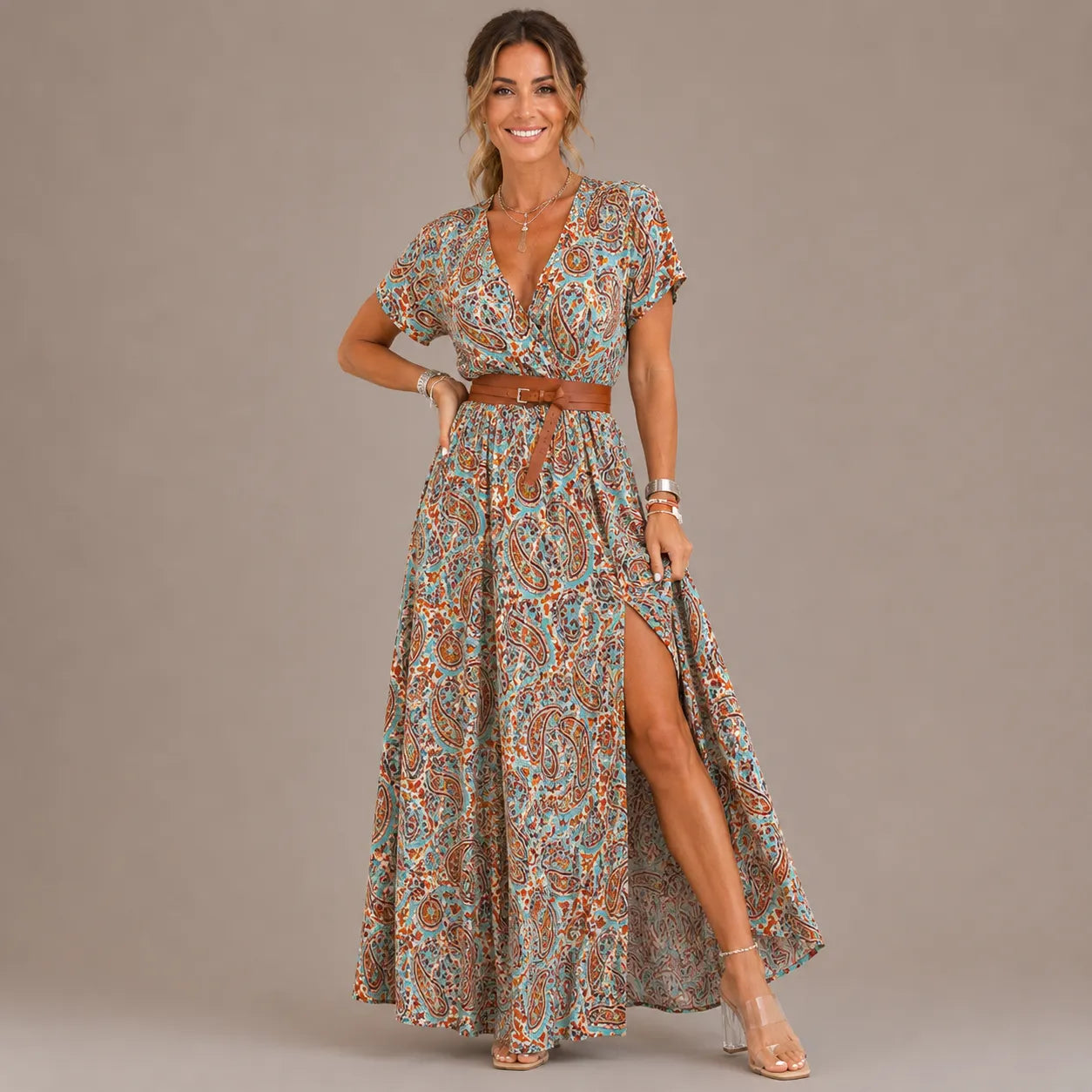 Golissa | Robe maxi boho avec décolleté en V et imprimé floral