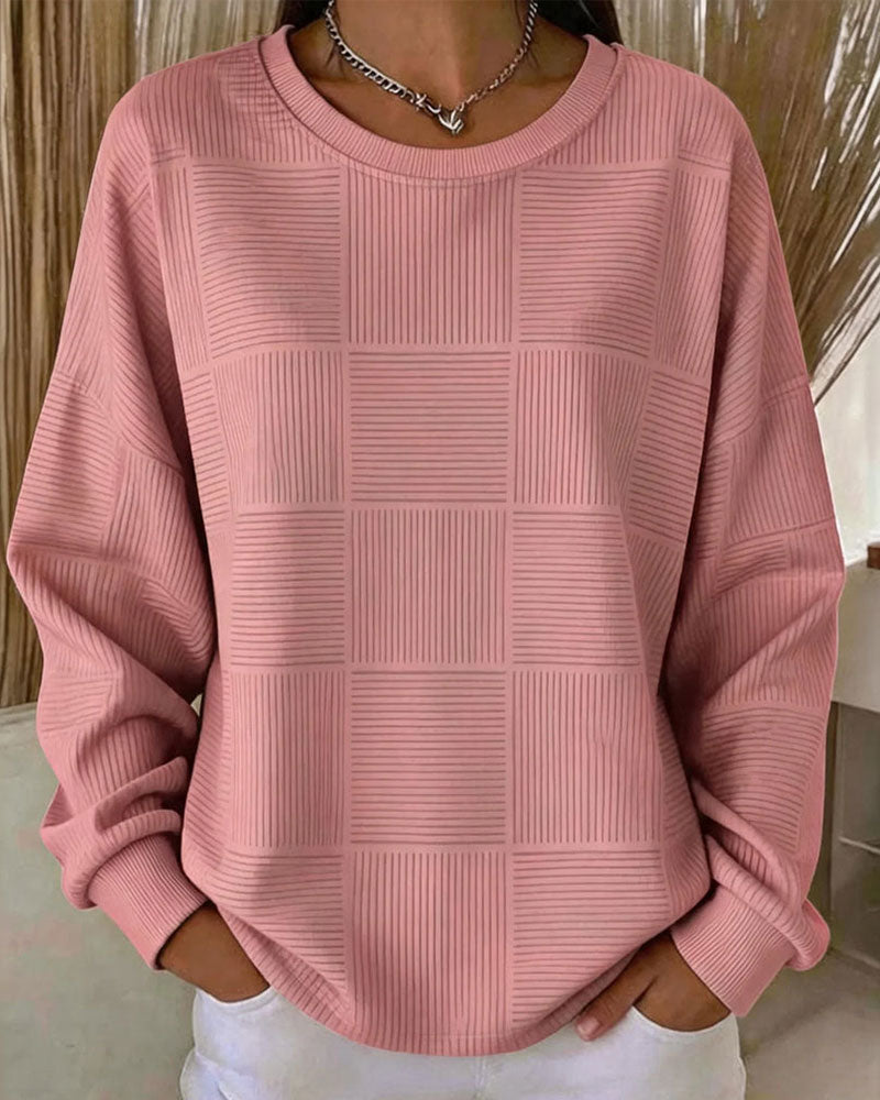 Pull-over en sweat à manches longues avec texture en grille