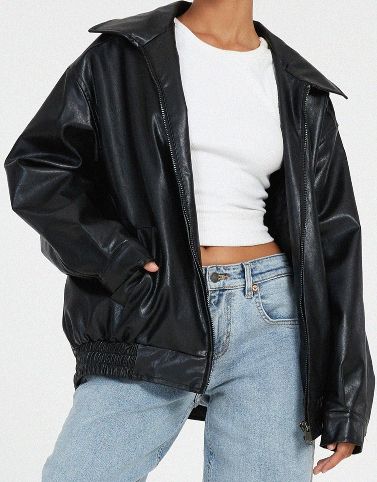 Veste Oversized Femme – Avec Fermeture Éclair, Convient pour le Printemps et l'Automne