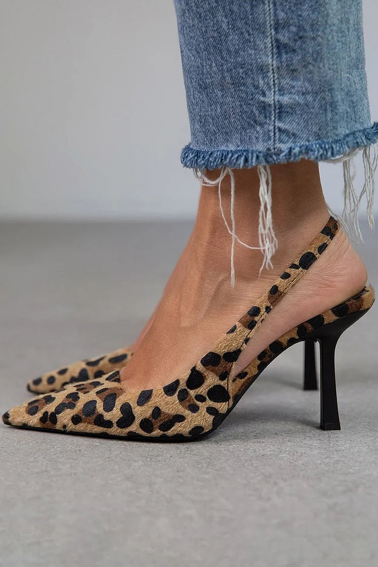 Maria™ - Chaussures à talons aiguilles avec bout pointu et motif léopard