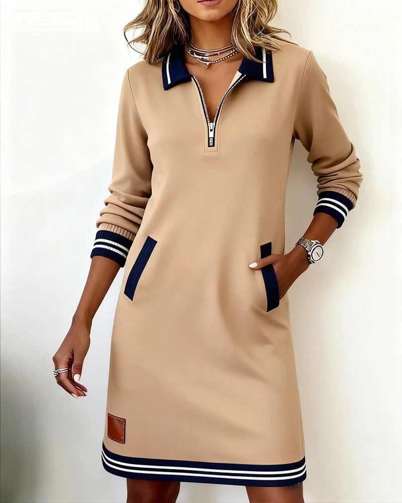 Robe Tricot Moderne avec Col Ajustable