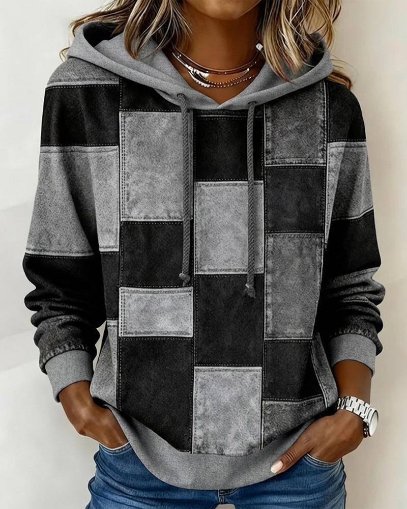 Hoodie à carreaux à manches longues