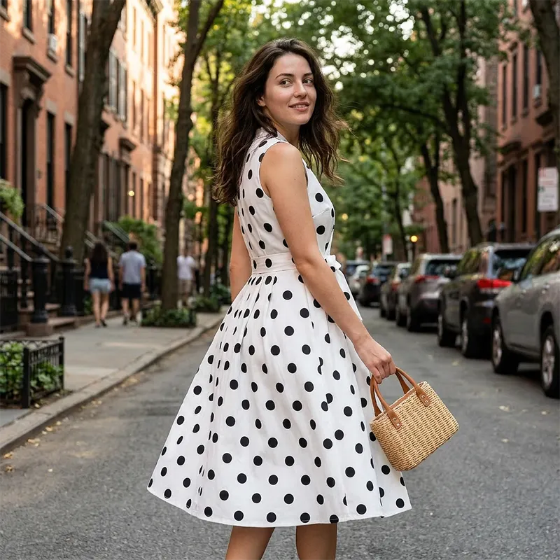 Gloury | Robe midi féminine sans manches avec ceinture à la taille