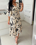 Robe imprimée à encre taille V