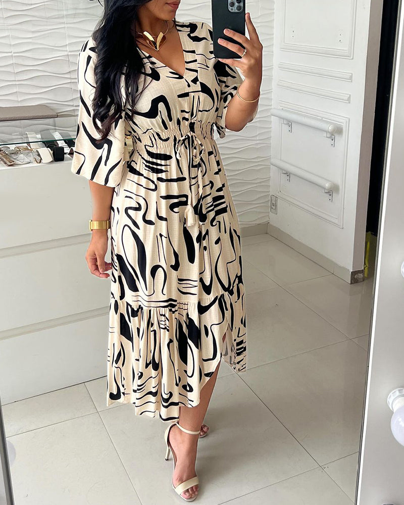 Robe imprimée à encre taille V