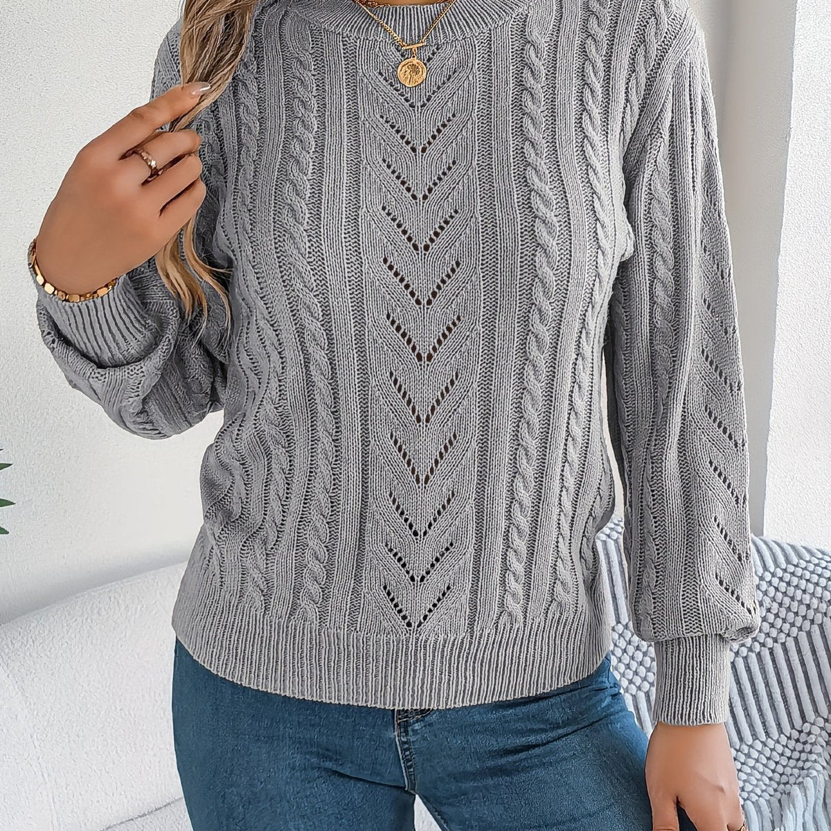 Laura | Pull en tricot à torsades classique et douillet avec col rond