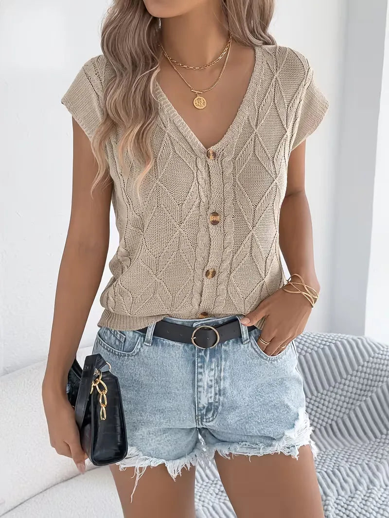 Emma - Top en Tricot Élégante à Col V