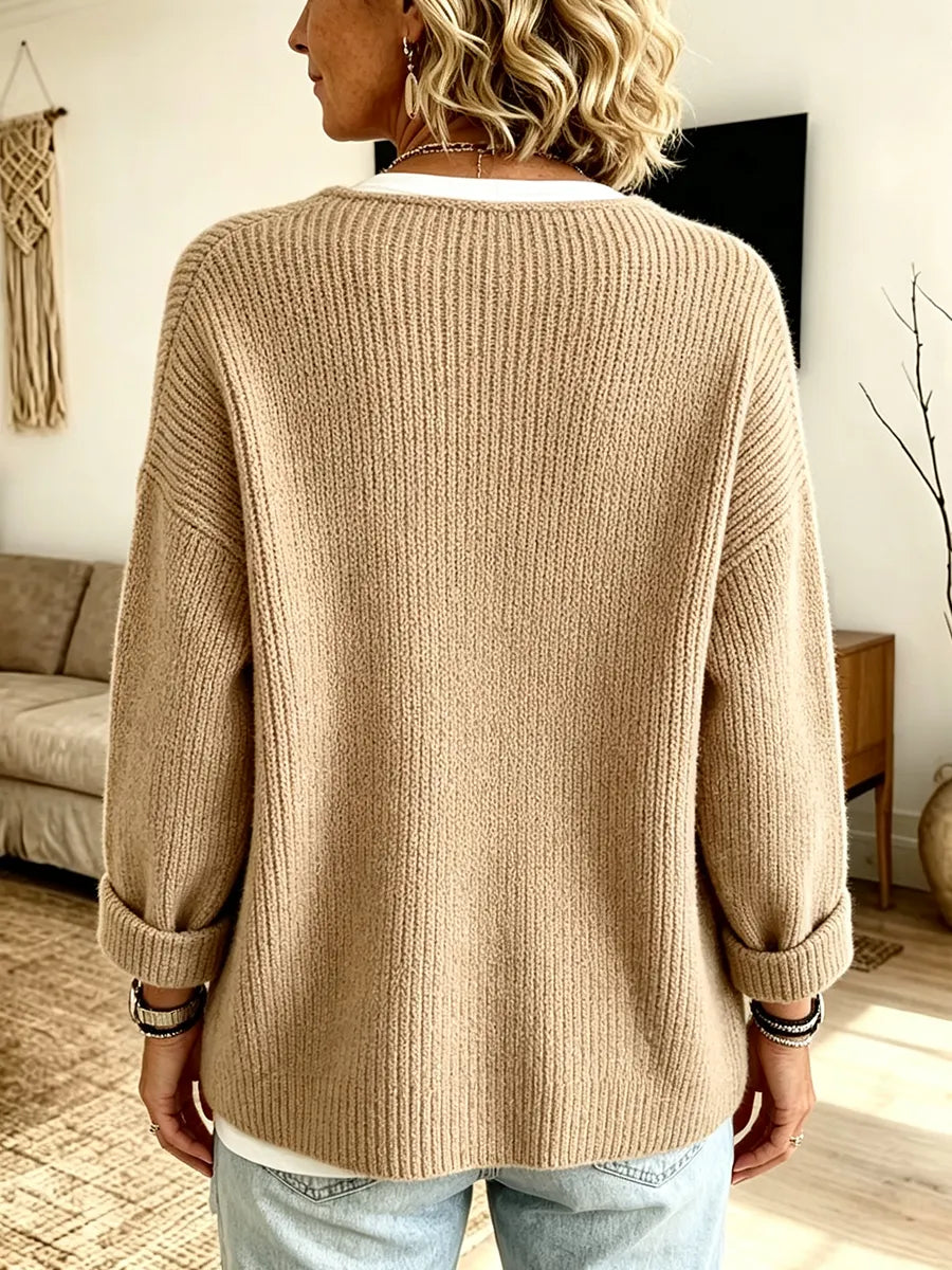 Cardigan femme en maille côtelée à coupe asymétrique