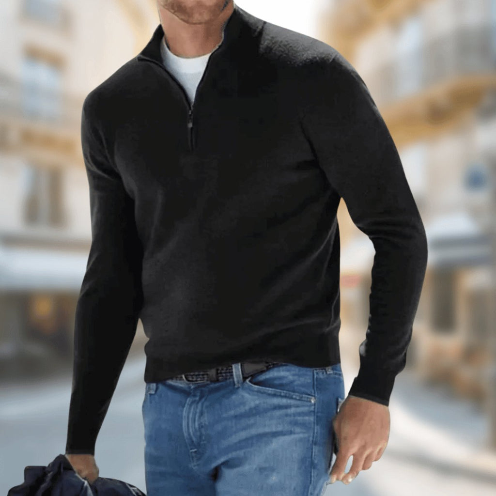 Jonas | Pull en Tricot Moderne avec Fermeture Éclair Quart