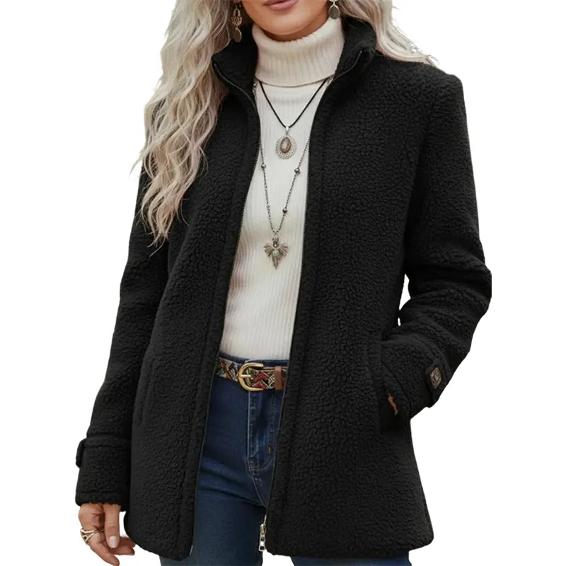 Alessora | Veste teddy femme avec col montant