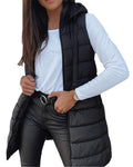 Gilet Manteau À Capuche Mi-Long