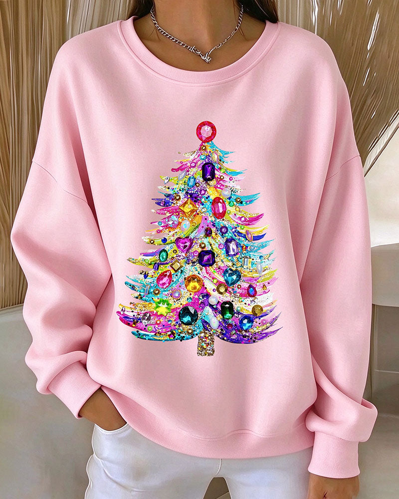 Pull à col rond avec motif sapin de Noël