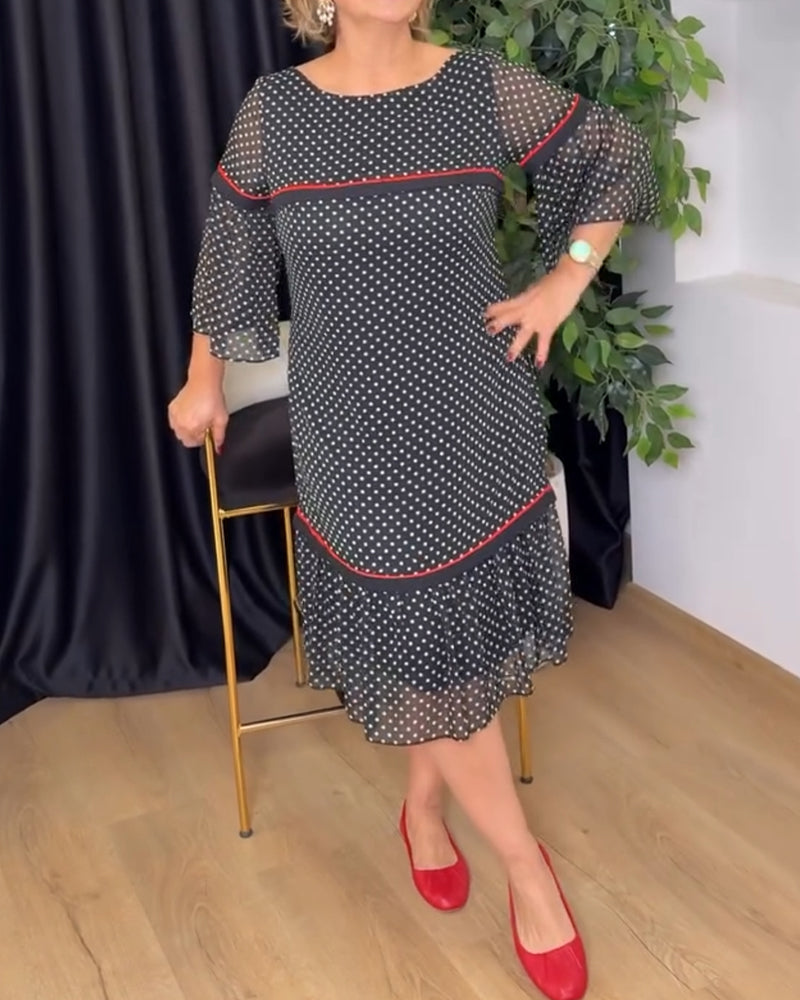 Robe Pois Col Rond Volant