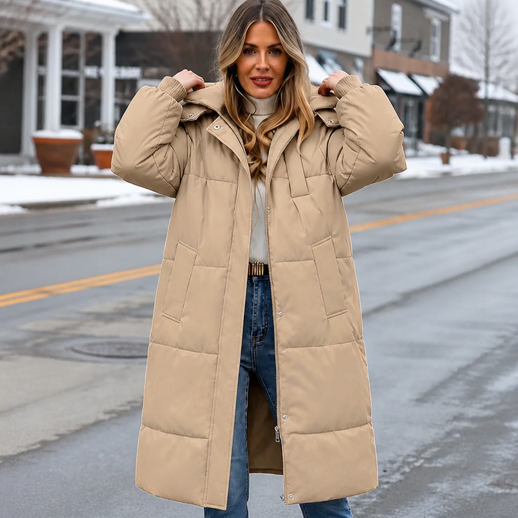 Elise | Manteau d'hiver long et élégant pour femmes avec capuche