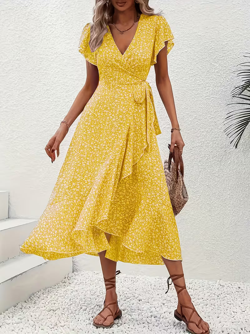 Elara | Robe portefeuille fluide et évasée